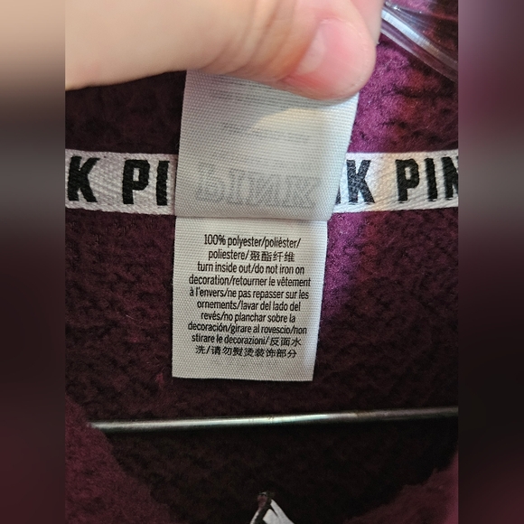 Victoria's Secret Pink Maroon Sherpa Pullover Size Small - Picture 4 of 5